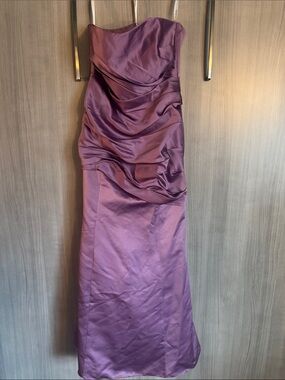 David's Bridal Strapless Mauve Satin Evening Gown